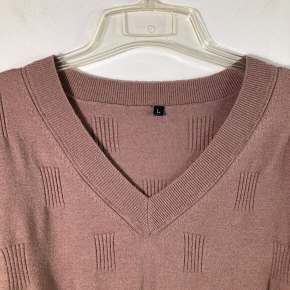 Womens Arach & Cloz V Neck Textured Sweater Mocha Mousse Brown L Viscose Polyest - Picture 4 of 10